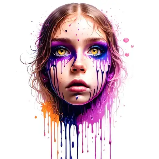 girl face with slime dripping tattoo design idea