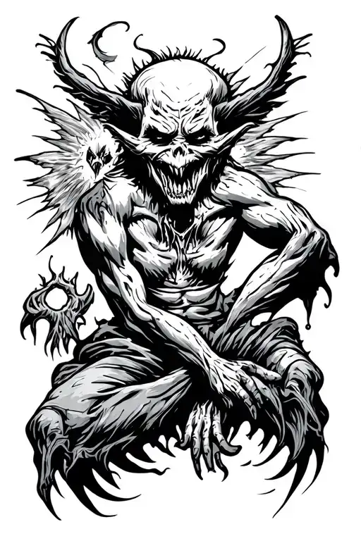 evil and good hell and heaven  tattoo design idea