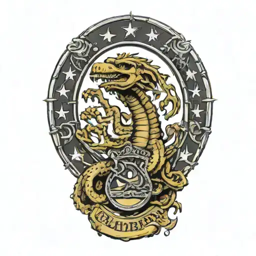 gadsden flag formed by pistols tattoo design idea