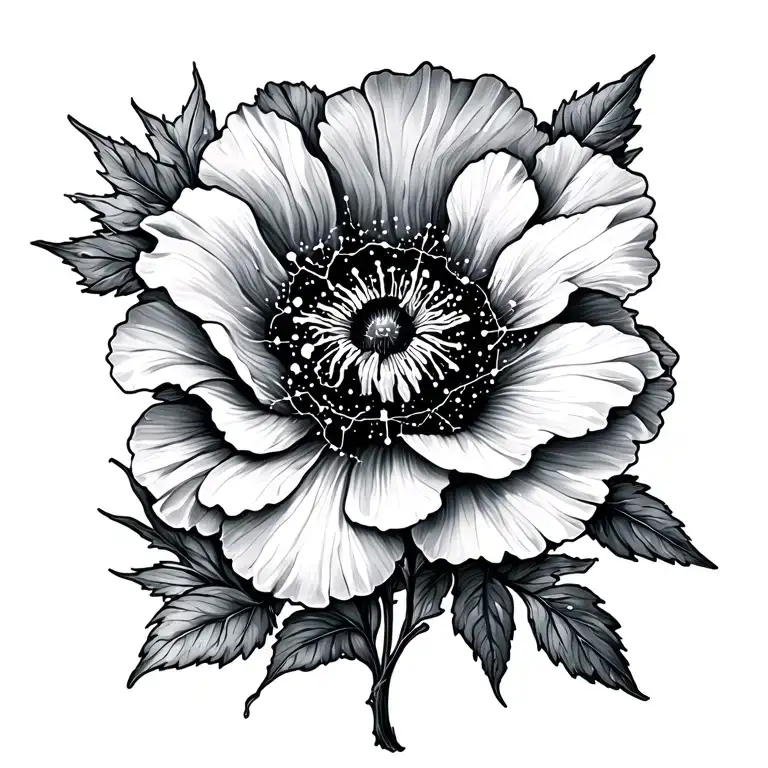 Scorpio constellation and geranium flower  tattoo design idea