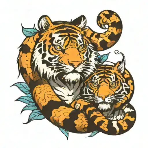 snake and tiger tattoo design idea
