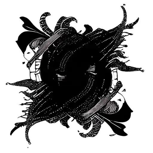 design of interscecting lines some thick and some thin all black no color art piece wild and crazy.  tattoo design idea