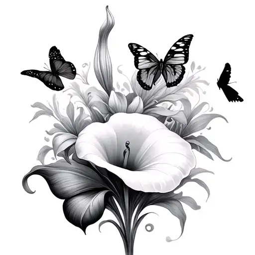 calla lilies and butterflies  tattoo design idea