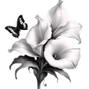 calla lilies and butterflies  tattoo design idea