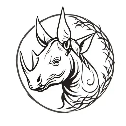 Heimdall logo yggdrasil and a baby rhino head tattoo design idea