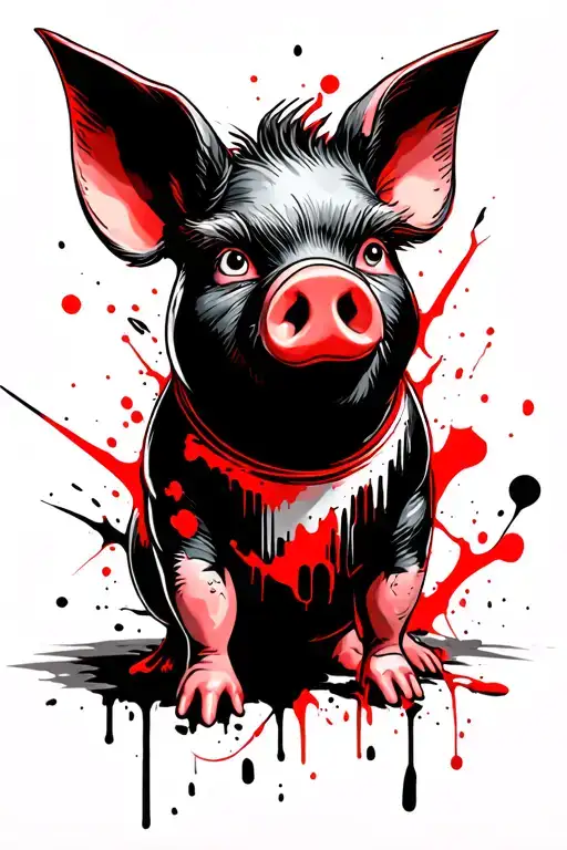Cut into pieces pig Waddles from cartoon Gravity Falls. tattoo design idea