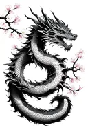 dragon wrapped around cherry blossom tree tattoo design idea