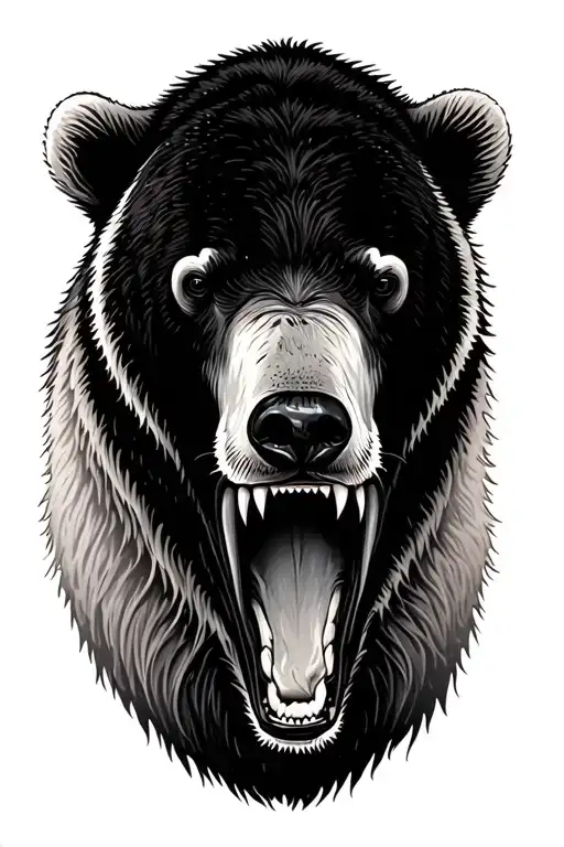 realistic polar bear growling tattoo design idea
