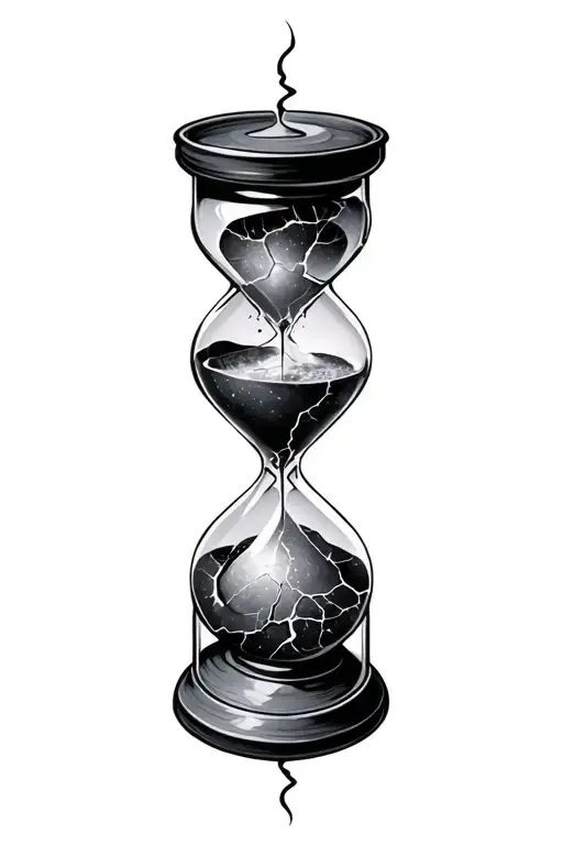 Hourglass cracked galaxy inside tattoo design idea