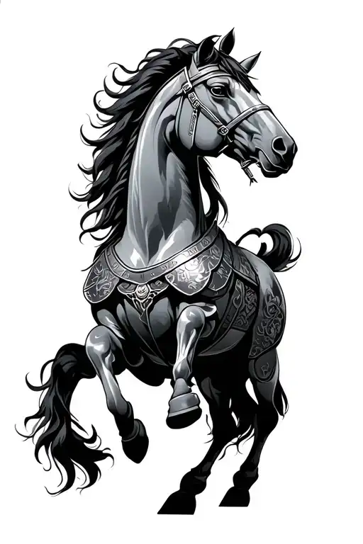 armored horse in japanese style tattoo tattoo design idea