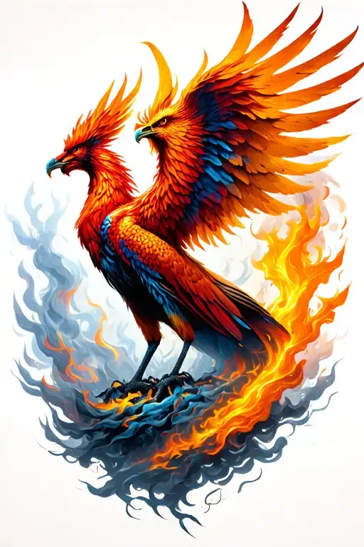 Phoenix rising from ashes tattoo design idea