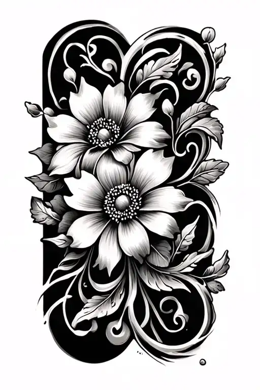flower, scroll work tattoo tattoo design idea