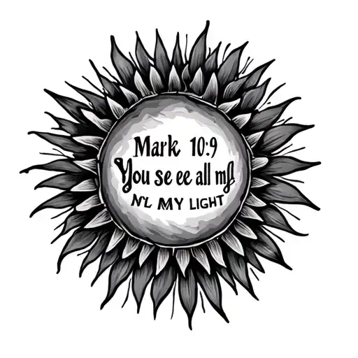 "Mark 10:9 You see all my light" sun image orchid tattoo design idea