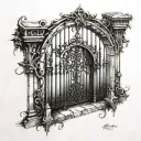 simple gothic gate tattoo design idea
