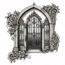 simple gothic gate tattoo design idea