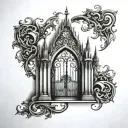 simple gothic gate tattoo design idea