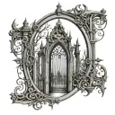 simple gothic gate tattoo design idea