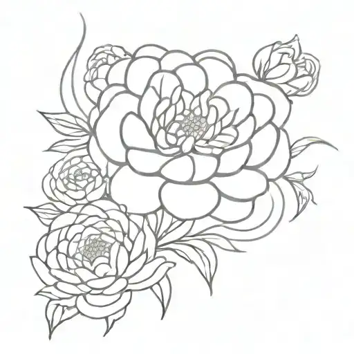 chrysanthemum rose violet bouquet tied tattoo design idea