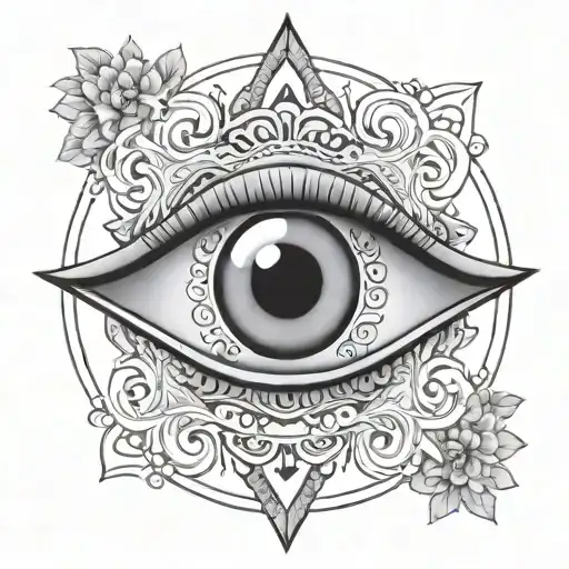 greek eye with mandala circle tattoo design idea