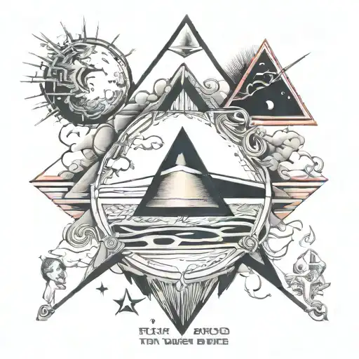 mix of a Pink Floyd's Wish You Were Here, The Dark Side of the Moon, The Wall album covers tattoo design idea