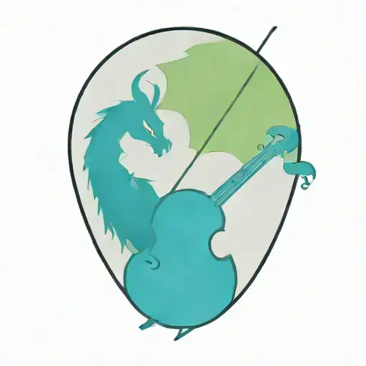 dragon curled around an upright bass tattoo design idea