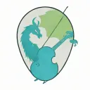 dragon curled around an upright bass tattoo design idea