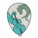 dragon curled around an upright bass tattoo design idea