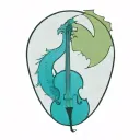dragon curled around an upright bass tattoo design idea