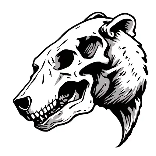 Grizzly Bear skull tattoo design idea
