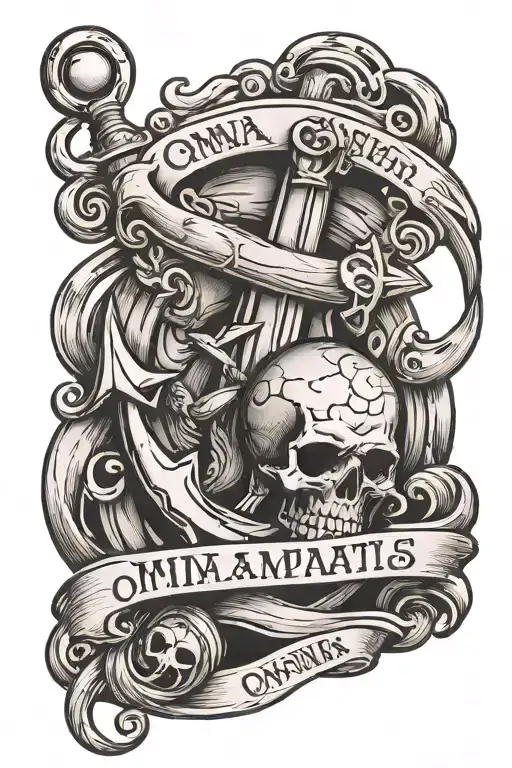 anchor that says "in Omnia Paratus" and has a soccer ball on the top, while the bottom is sharp and a sandwich, dumbbell tattoo design idea