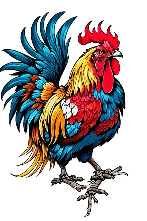 fighting cock tattoo design idea