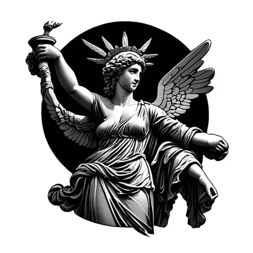 Statue of Nike the Greek goddess of victory tattoo design idea