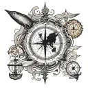 Nautical Map, Compass Rose, Waves, Aviation/Travel tattoo design idea