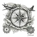 Nautical Map, Compass Rose, Waves, Aviation/Travel tattoo design idea
