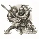 warrior battling inner demons tattoo design idea