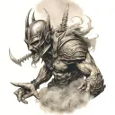 warrior battling inner demons tattoo design idea