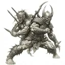 warrior battling inner demons tattoo design idea