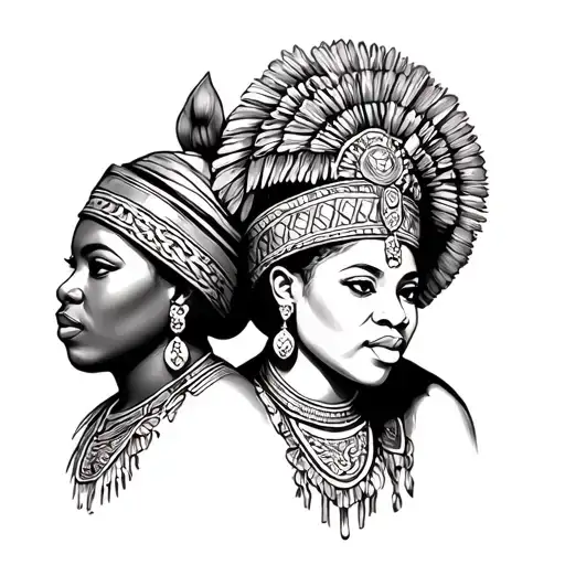 Nigerian Igbo soldier and Queen tattoo design idea