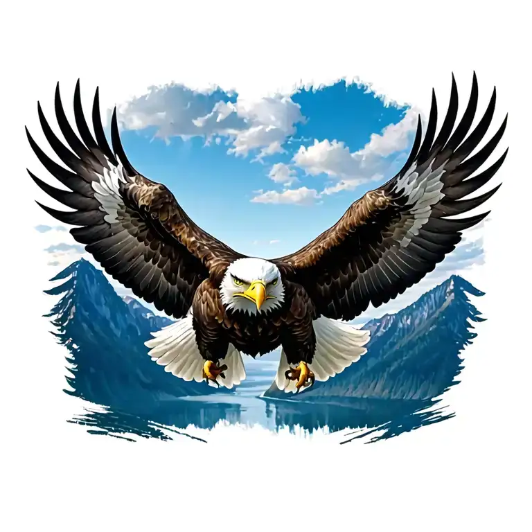 bald eagle soaring tattoo design idea