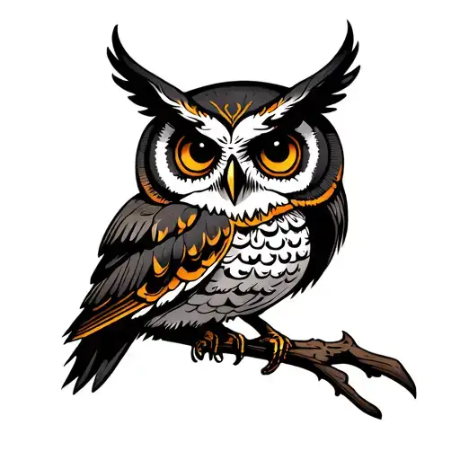 gothic owl with skeleton war face paint palette tattoo design idea