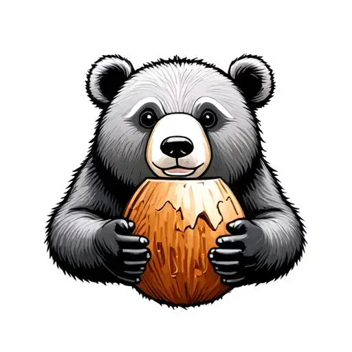 bear holding a coconut tattoo design idea