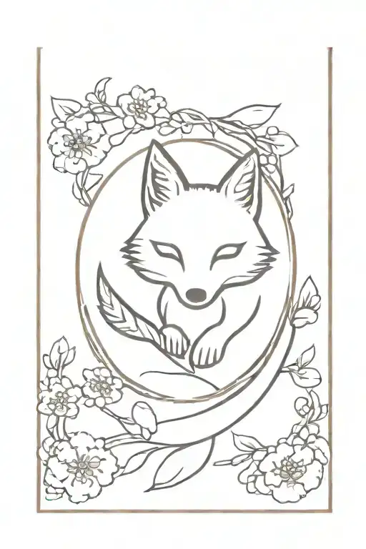 fox inside in japanese talisman omamori cherry blossom tattoo design idea