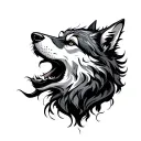 wolf howling wolf surrounded tattoo design idea