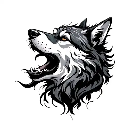 wolf howling wolf surrounded tattoo design idea