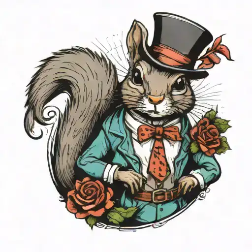 gentleman squirrel tattoo design idea