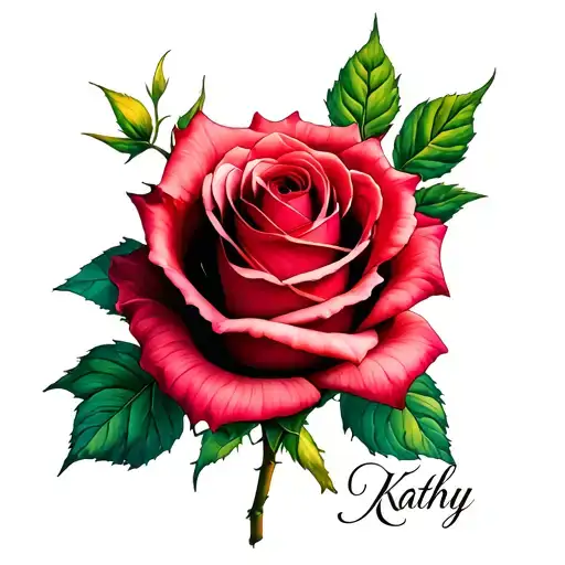 Create a super small tattoo that has a small rose and which concept is about a sister that died. With the name Kathy and tattoo design idea