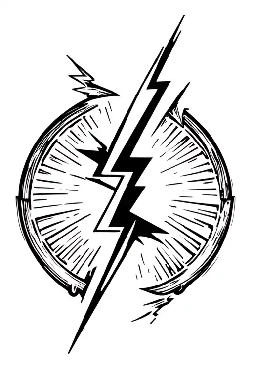 lighting bolt striking with god in it and heaven gates tattoo design idea