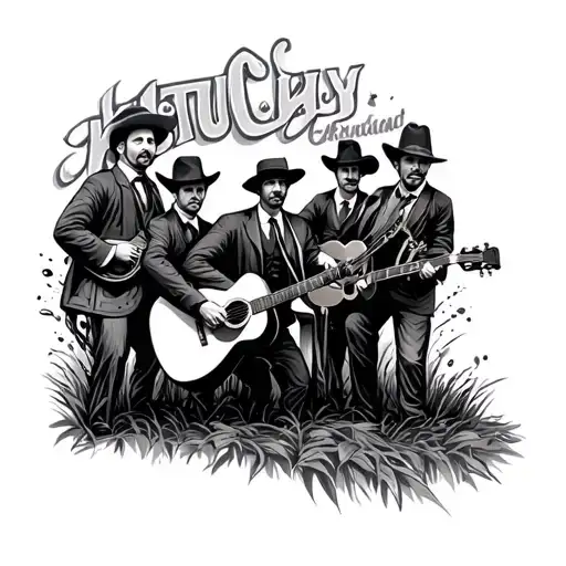 Kentucky background with a bluegrass band inside of it tattoo design idea