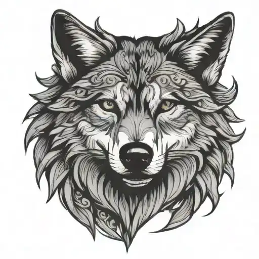 nordic wolf head tattoo design idea