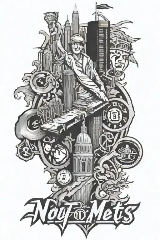 puerto rico and nyc with ny mets tattoo design idea